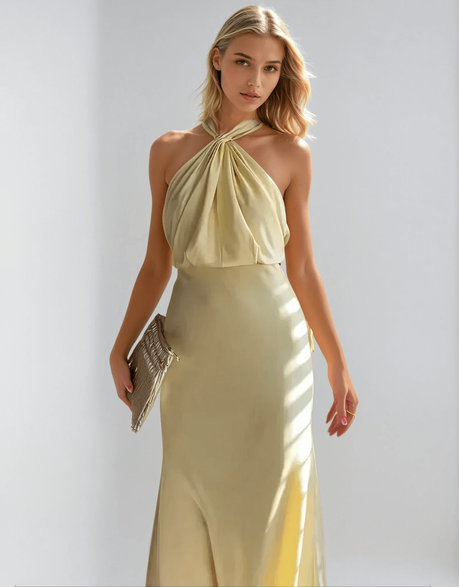 Abito Lungo Estivo Giallo Elegante da Donna – Spalline, Fluttuante, Luminoso