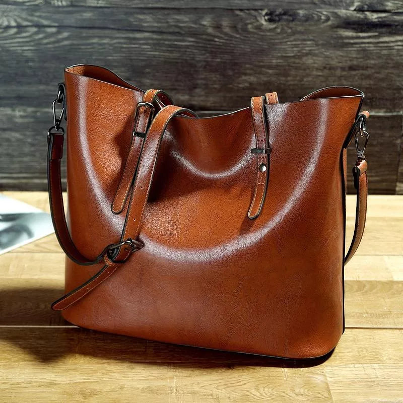 Borsa a mano da donna alla moda - Grande in similpelle con manici robusti