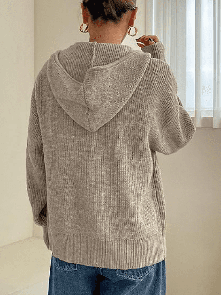 Felpa con cappuccio e cerniera in maglia da donna