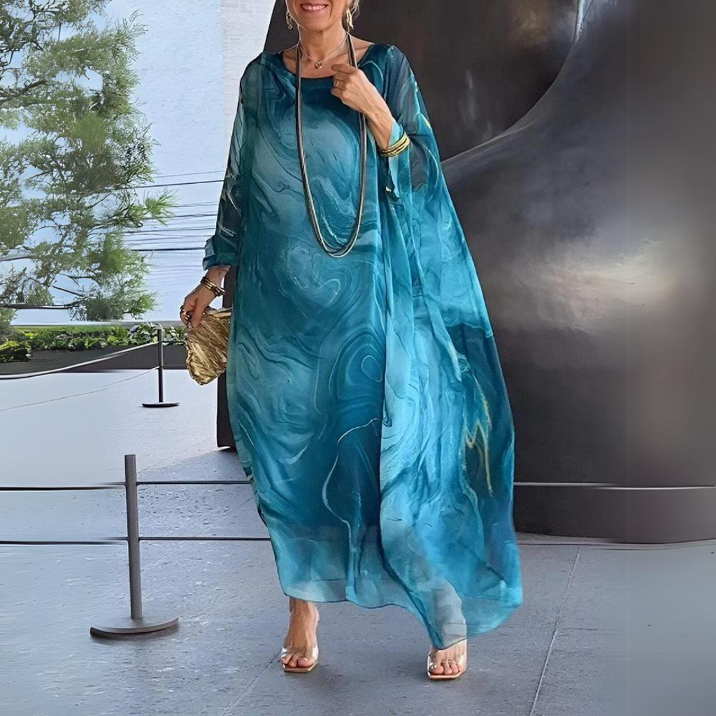 Elegante abito in seta e chiffon per donna