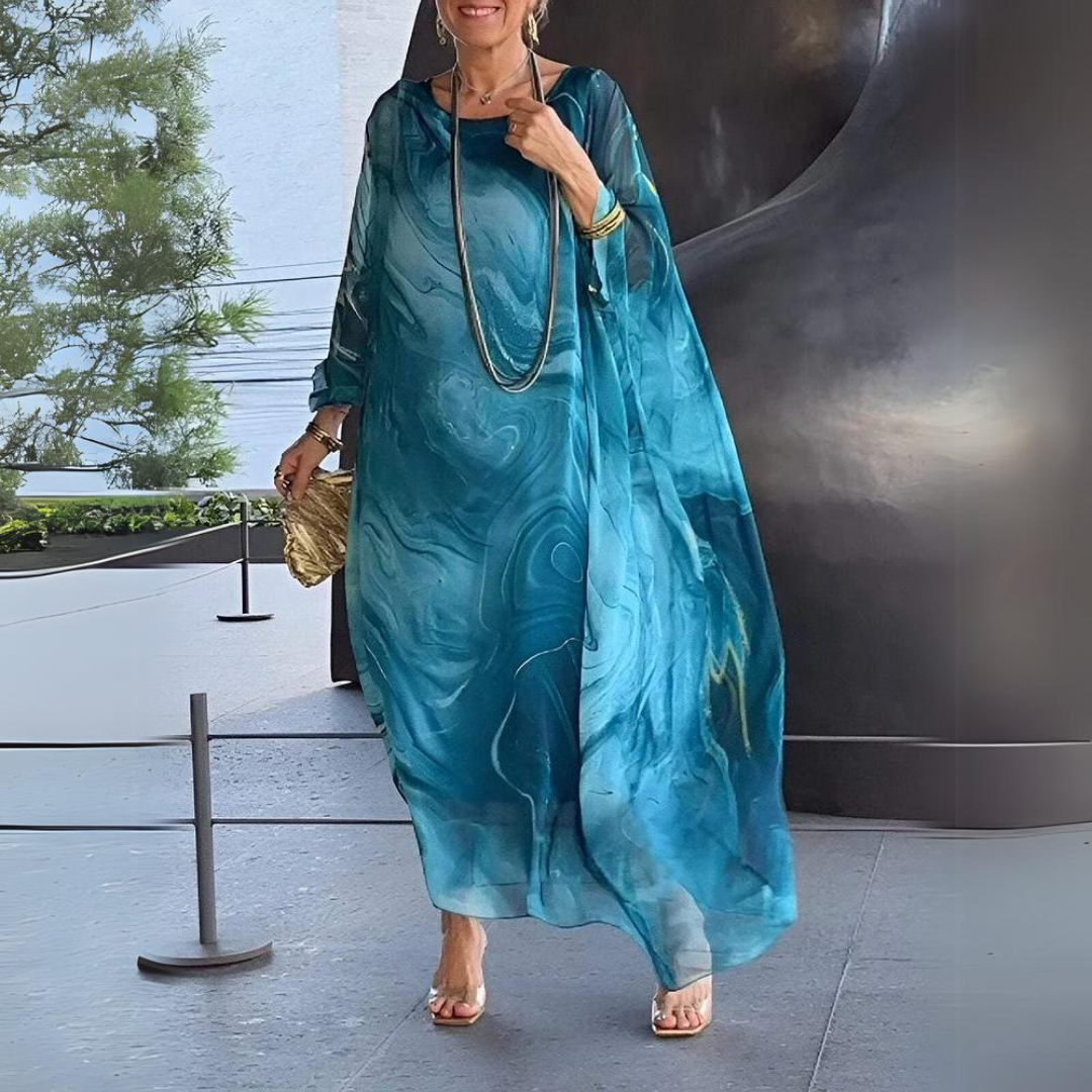 Elegante abito in seta e chiffon per donna