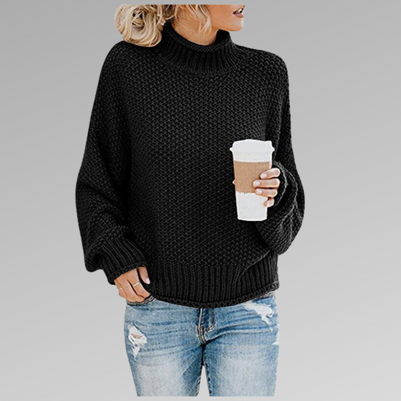 Maglione dolcevita oversize da donna in maglia - Pullover comodo e ampio