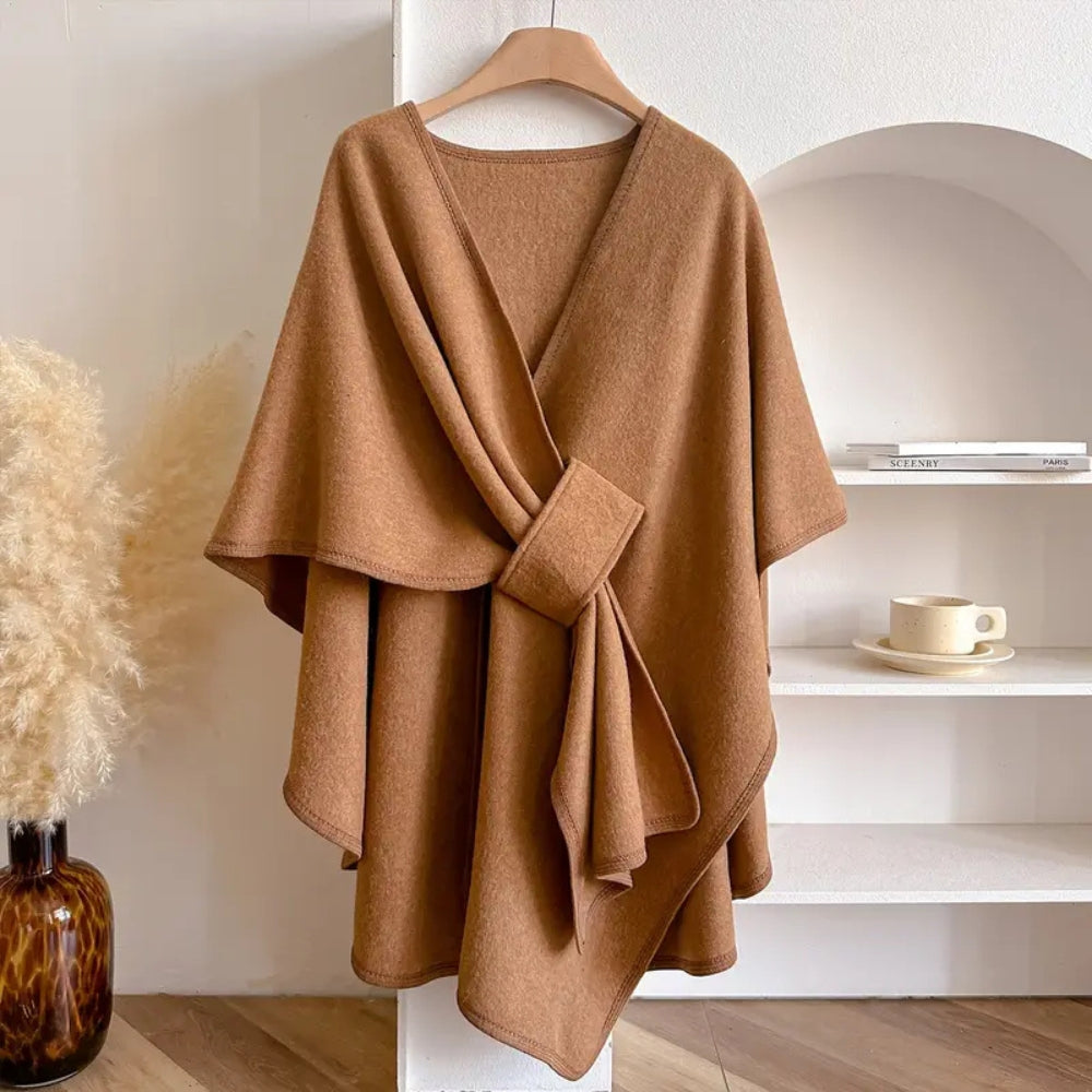 Cappotto elegante da donna con mantella Poncho invernale antivento - Giacca oversize calda con maniche lunghe, morbida e chic in stile scialle per il freddo