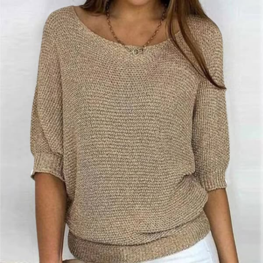 Maglione casual da donna con scollo a barca - Maglione comodo ed elegante