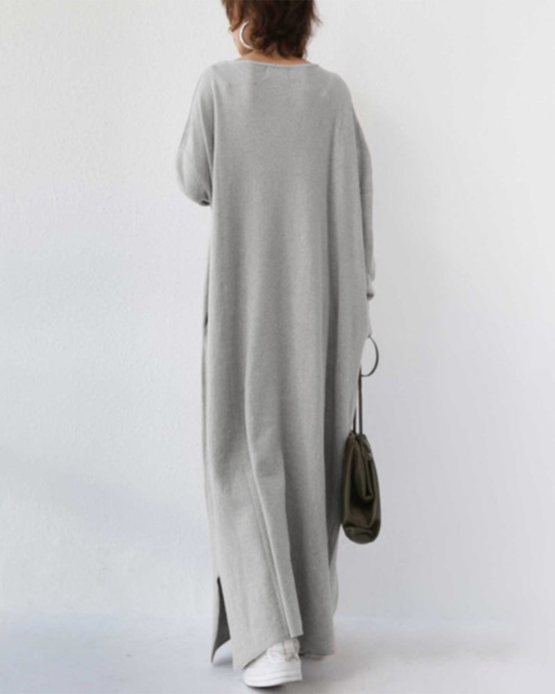 Abito Lungo Casual da Donna a Maniche Lunghe - Vestibilità Ampia