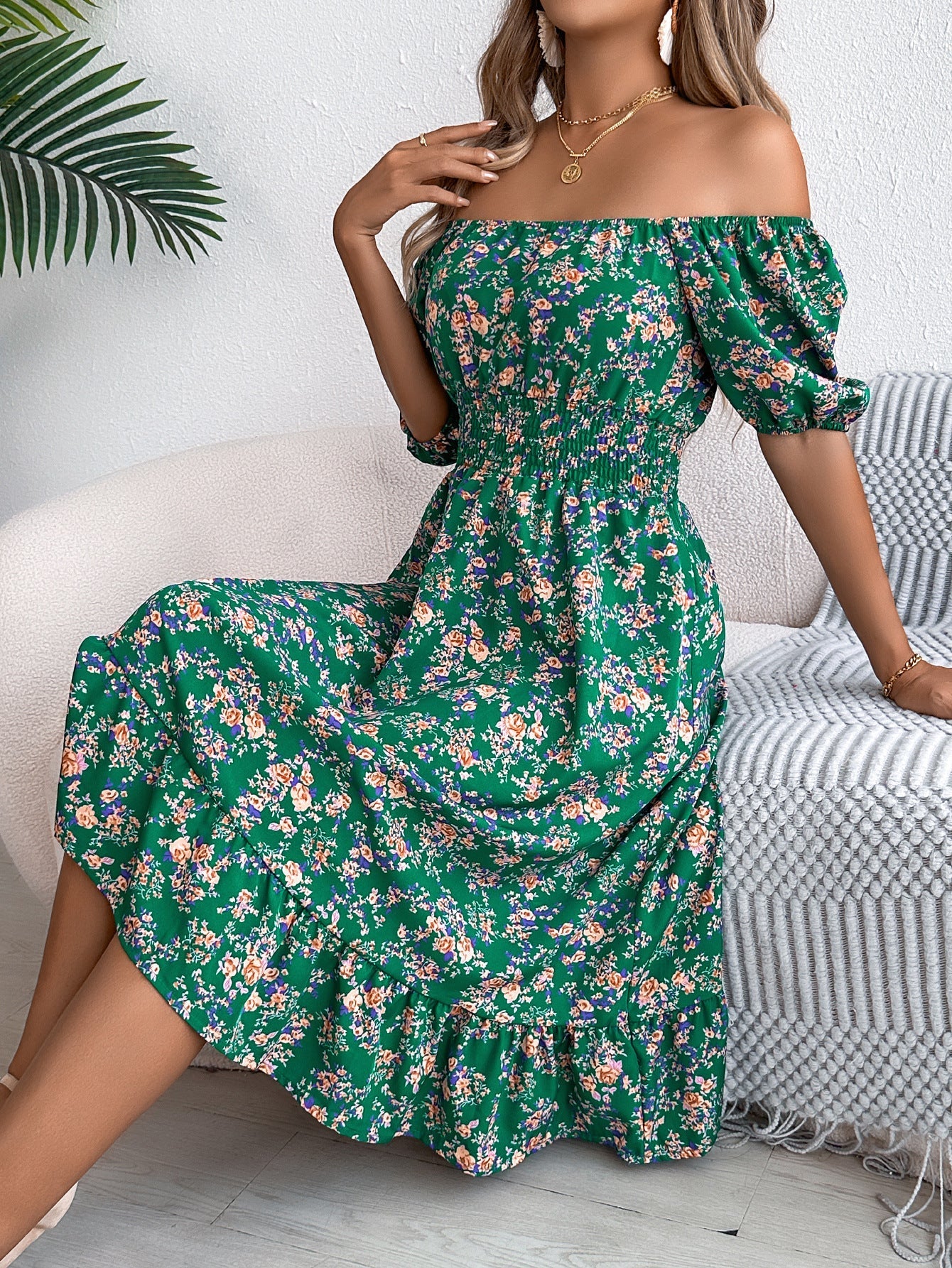 Abito estivo midi floreale casual ed elegante da donna - Elegante, lusinghiero