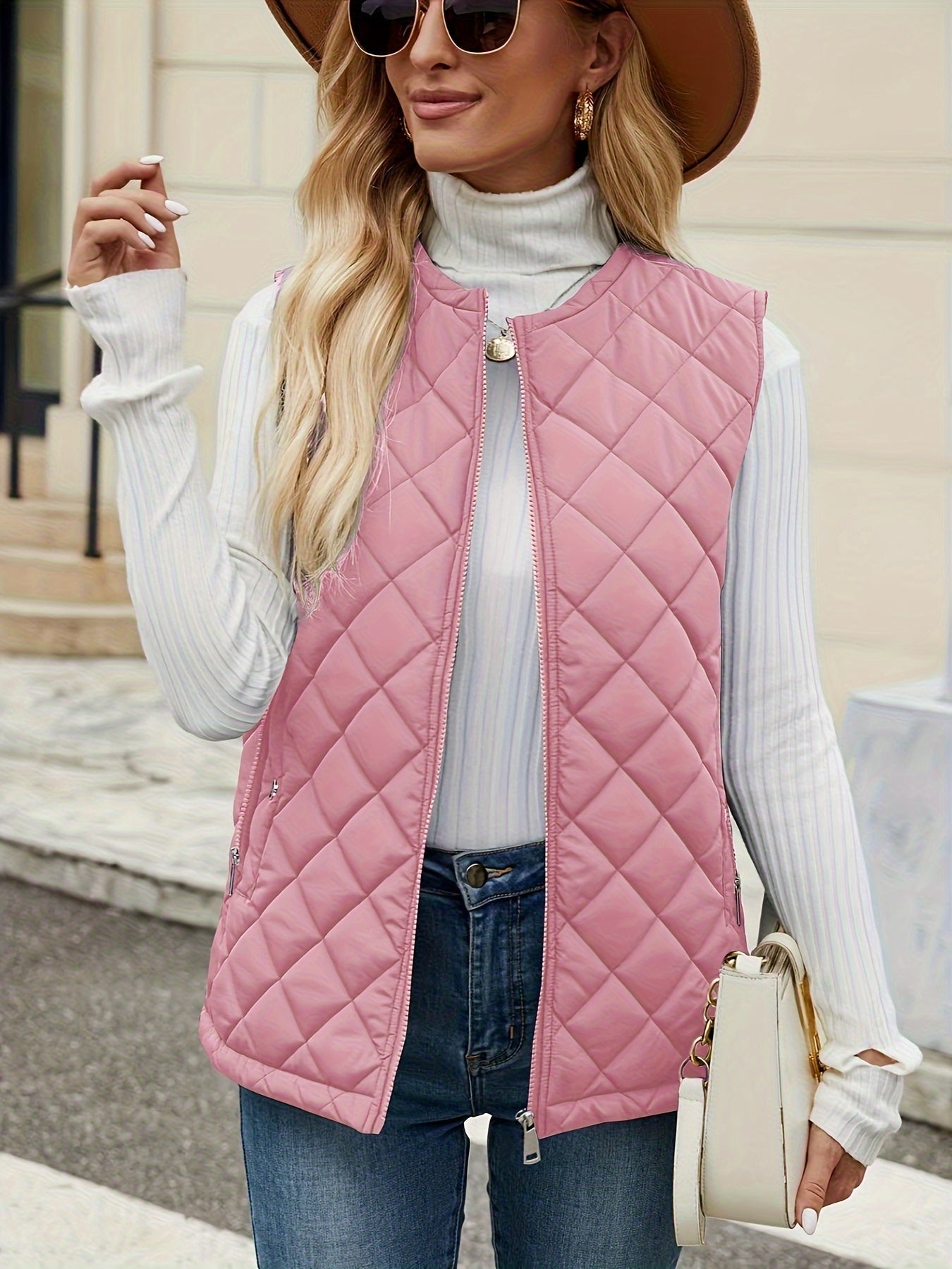 Gilet trapuntato senza maniche elegante da donna - Abbigliamento leggero per esterni