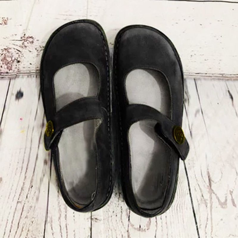 Scarpe da donna in stile retrò comode in pelle scamosciata – Suola morbida leggera e calzature casual per tutti i giorni