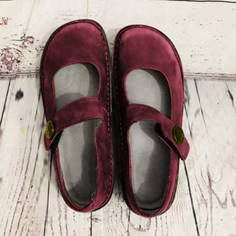 Scarpe da donna in stile retrò comode in pelle scamosciata – Suola morbida leggera e calzature casual per tutti i giorni