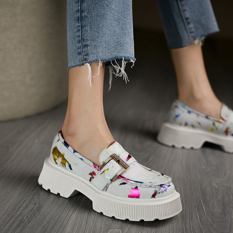 Scarpe con plateau in pelle da donna con fibbia | Perfette per primavera e autunno
