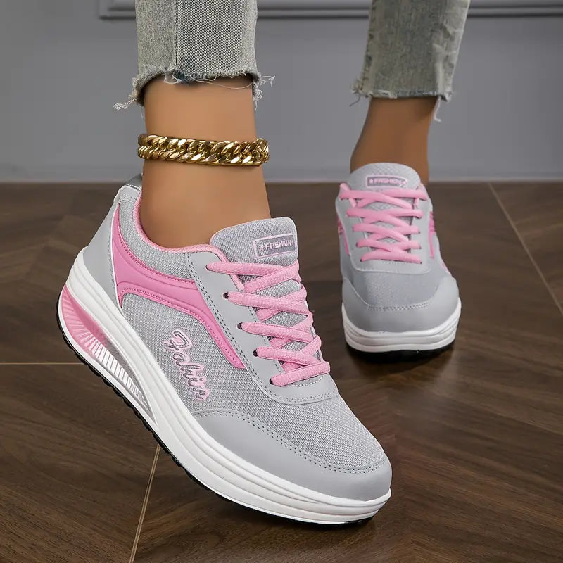 Sneakers ortopediche comode da donna con lacci - Scarpe casual da passeggio leggere, traspiranti e di supporto