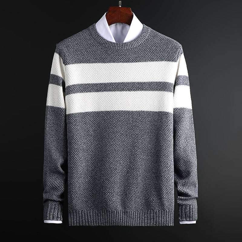 Maglione girocollo a righe da uomo - maglia comoda ed elegante