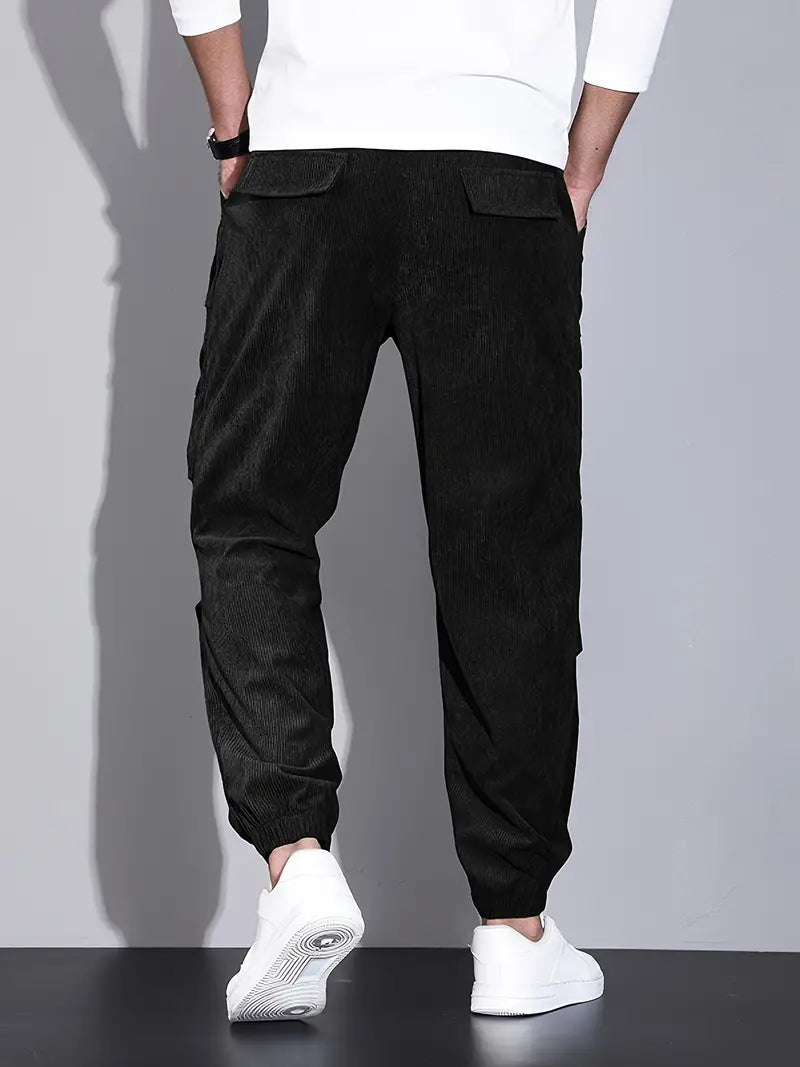 Pantaloni cargo slim fit da uomo - Comodi pantaloni in velluto a coste