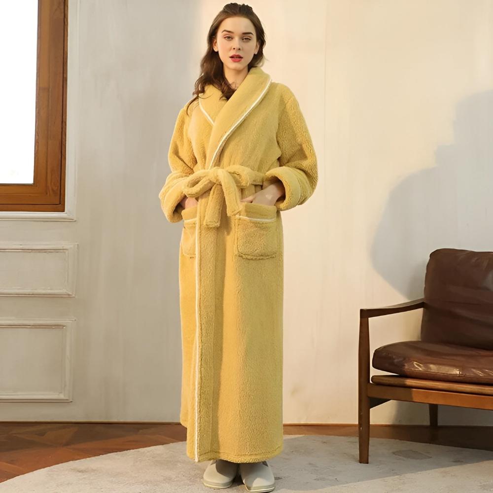 Accappatoio unisex Sherpa Comfort - Vestaglia in morbido e caldo pile con cintura e tasche, comodo abbigliamento invernale per uomo e donna