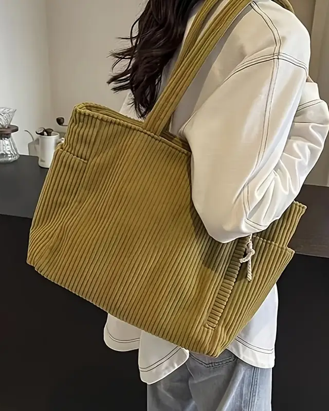 Borsa a Spalla Elegante a Coste da Donna - Borsa Capiente