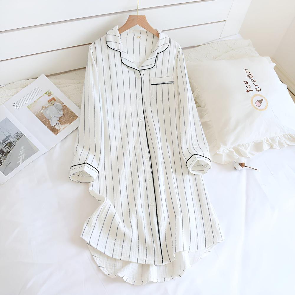 Pigiama camicia da donna – stile classico con maniche lunghe