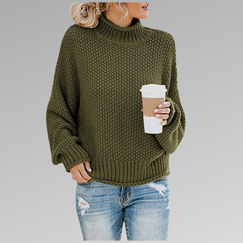 Maglione dolcevita oversize da donna in maglia - Pullover comodo e ampio