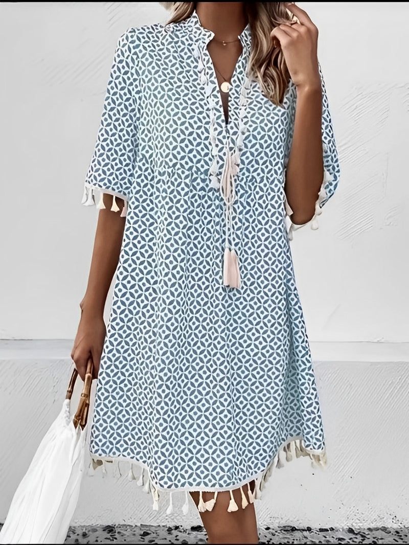Abito da spiaggia corto a pois – vestito leggero donna con maniche corte