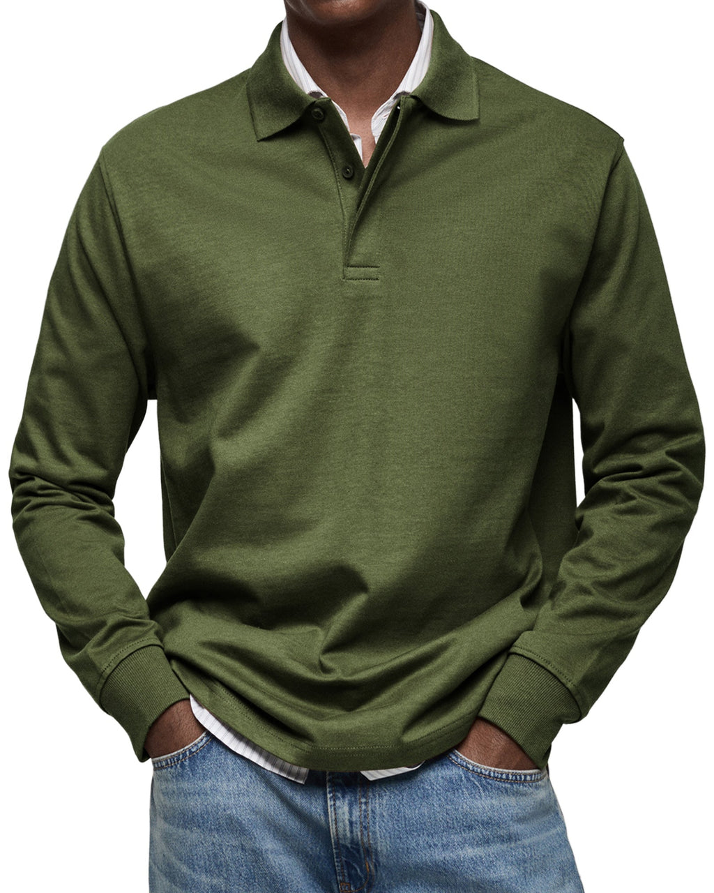 Polo casual a maniche lunghe da uomo