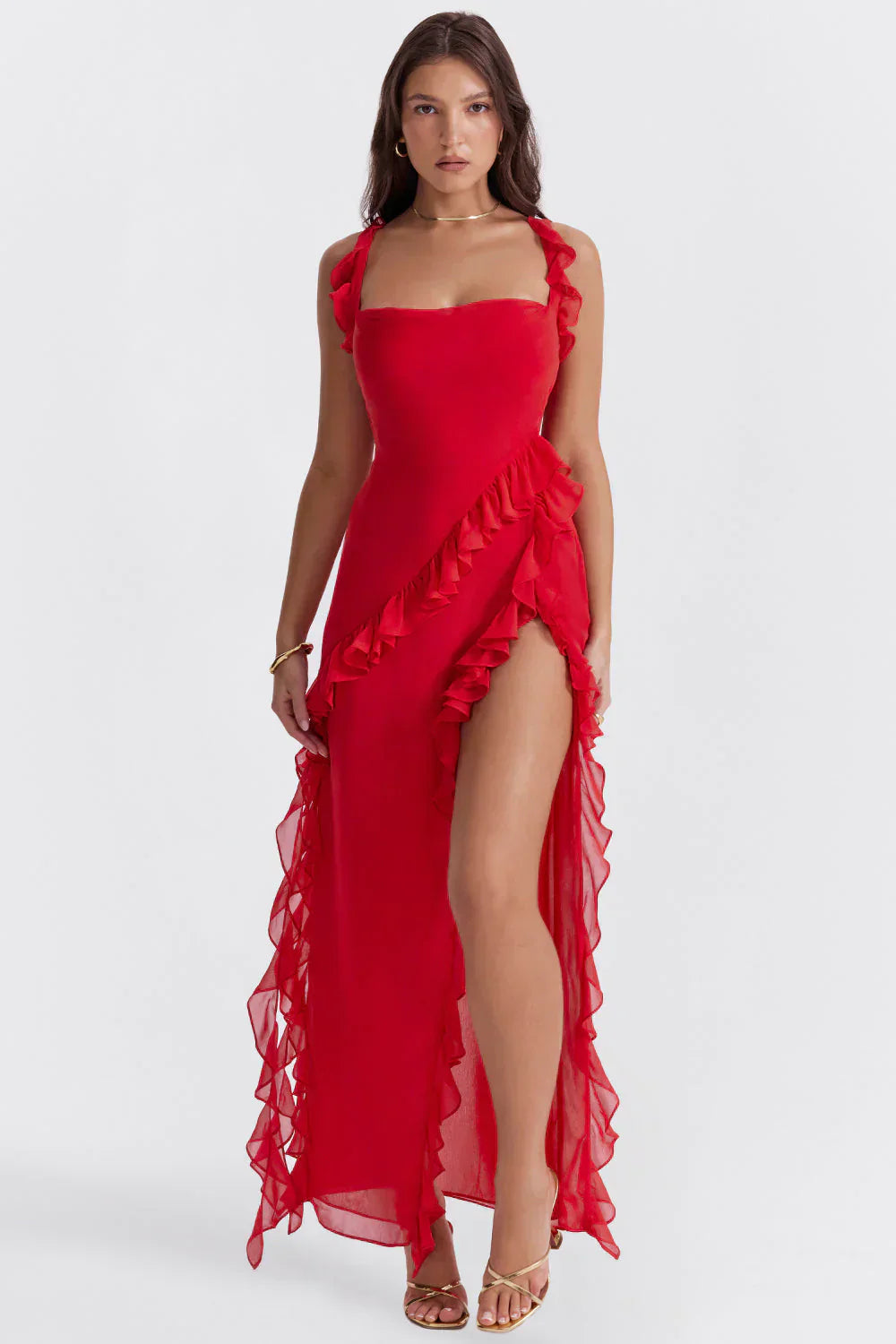 Maxi abito a fessura glamourous da donna