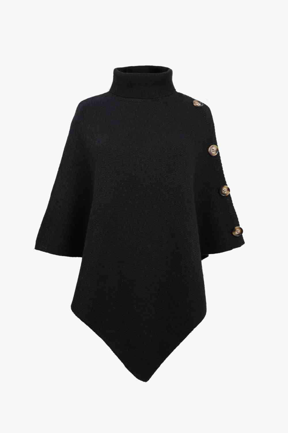 Maglione poncho da donna - elegante maglia con collo alto