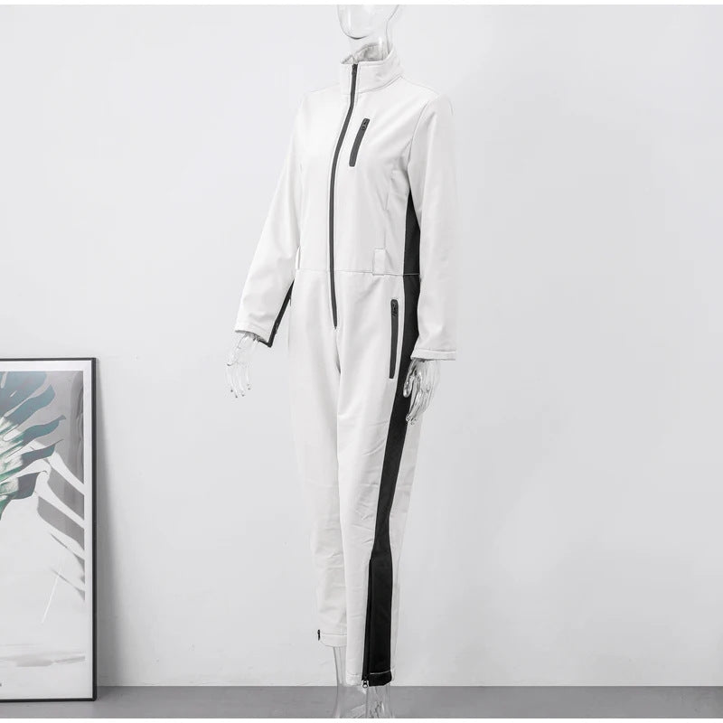 Tuta da sci a vita alta da donna – Tuta invernale isolata con cerniera