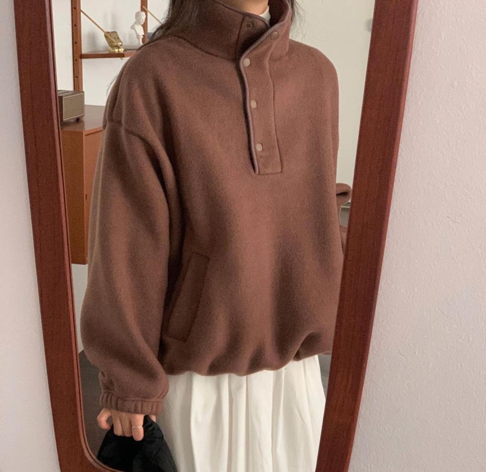 Maglione a collo alto in morbido pile da donna - Felpa invernale spessa e comoda