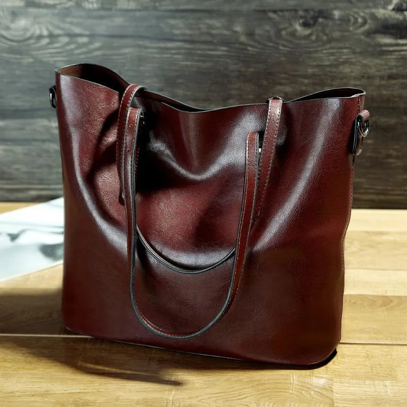 Borsa a mano da donna alla moda - Grande in similpelle con manici robusti