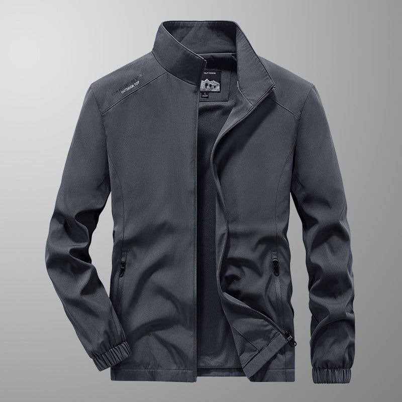 Giacca casual ampia in misto cotone da uomo – Collo alto