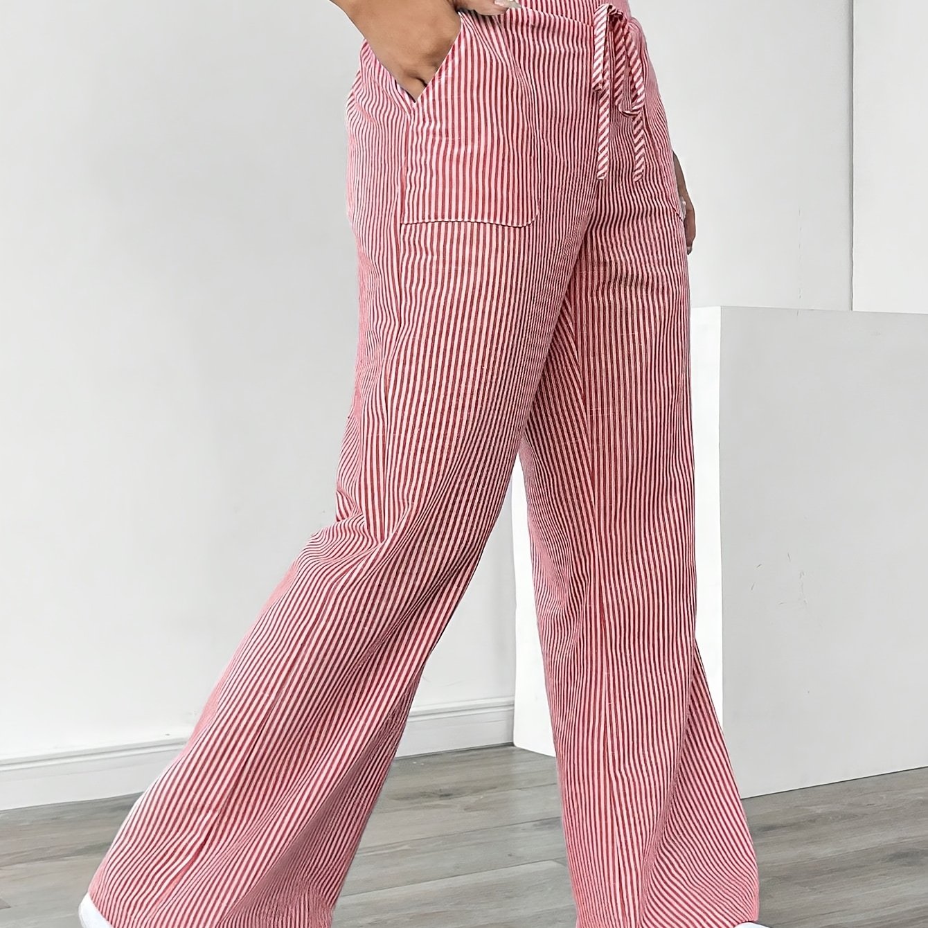 Pantaloni lounge a righe donna – vita alta e gamba larga
