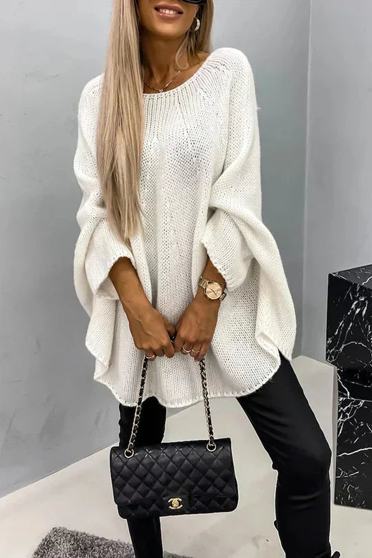 Maglione invernale oversize con scollo rotondo da donna