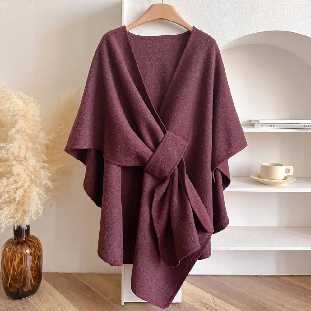 Cappotto elegante da donna con mantella Poncho invernale antivento - Giacca oversize calda con maniche lunghe, morbida e chic in stile scialle per il freddo