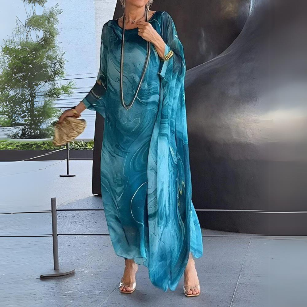 Elegante abito in seta e chiffon per donna