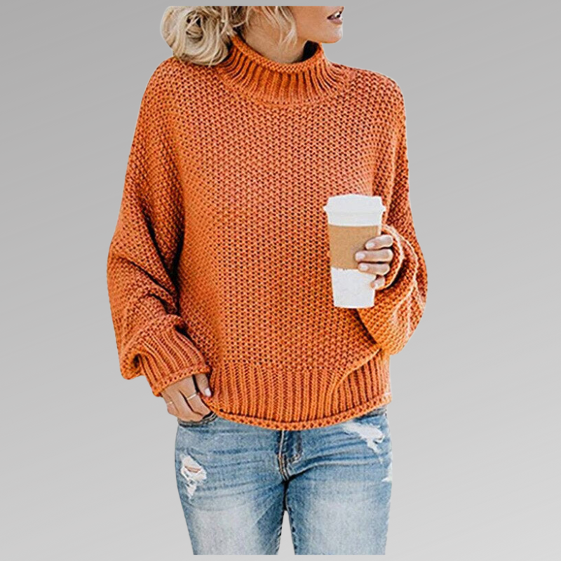 Maglione dolcevita oversize da donna in maglia - Pullover comodo e ampio