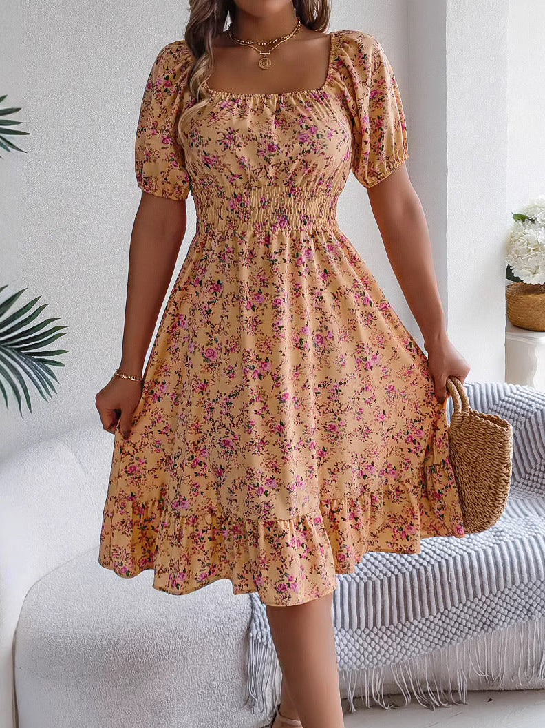 Abito estivo midi floreale casual ed elegante da donna - Elegante, lusinghiero