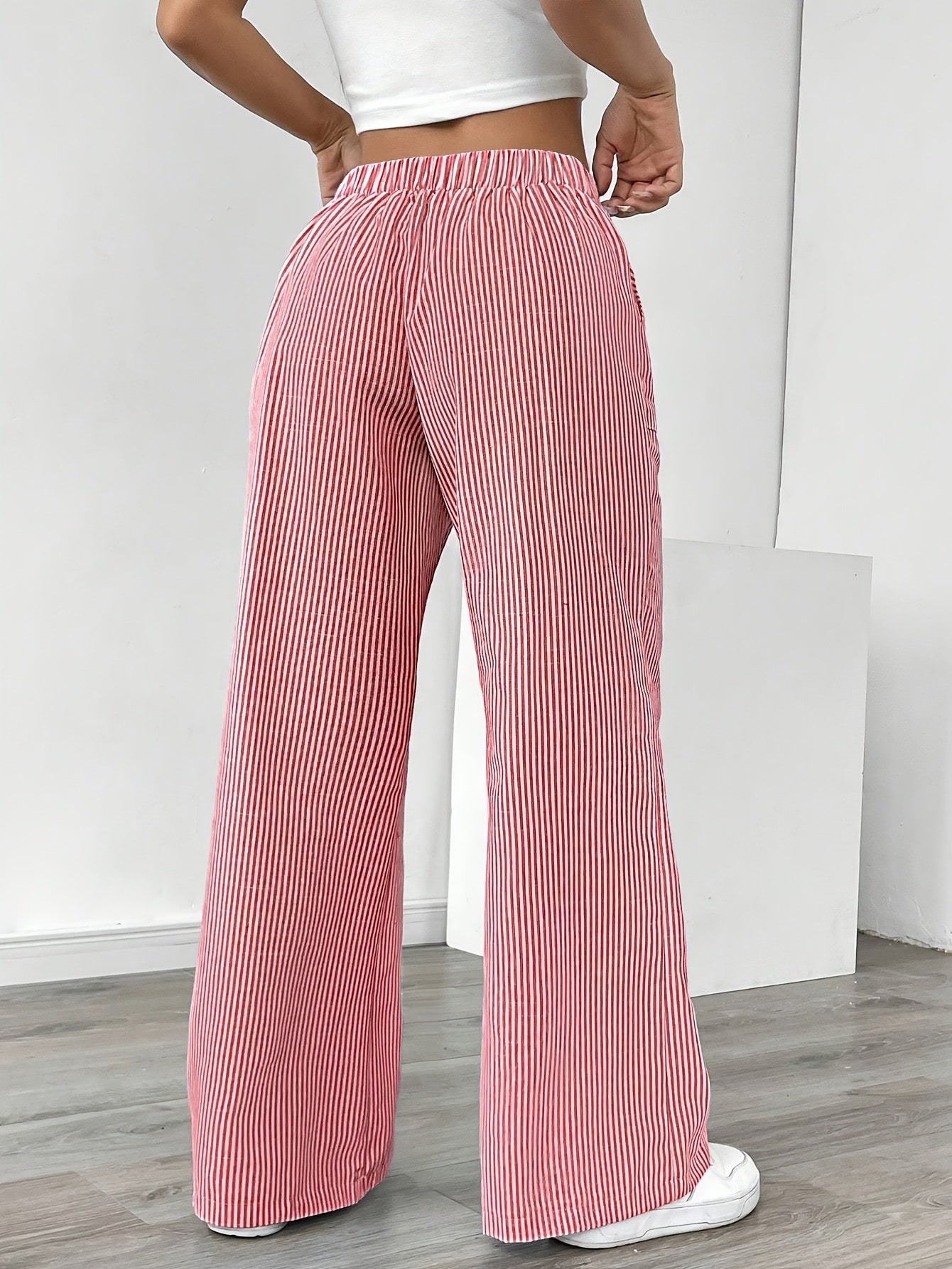 Pantaloni lounge a righe donna – vita alta e gamba larga