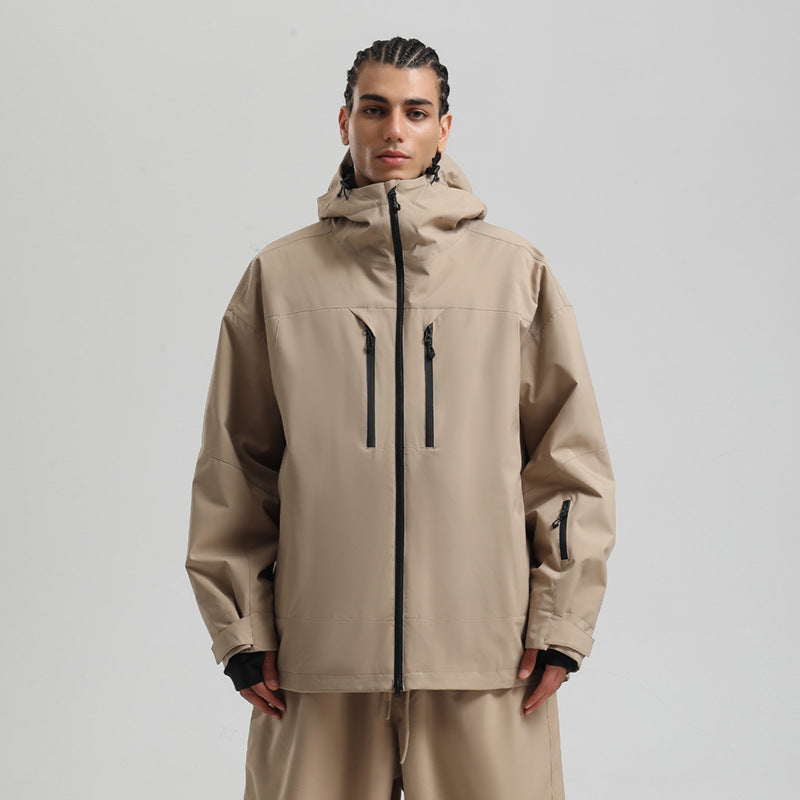 Vandtæt og åndbar herre skijakke – Vinterfrakke med hætte til sneen