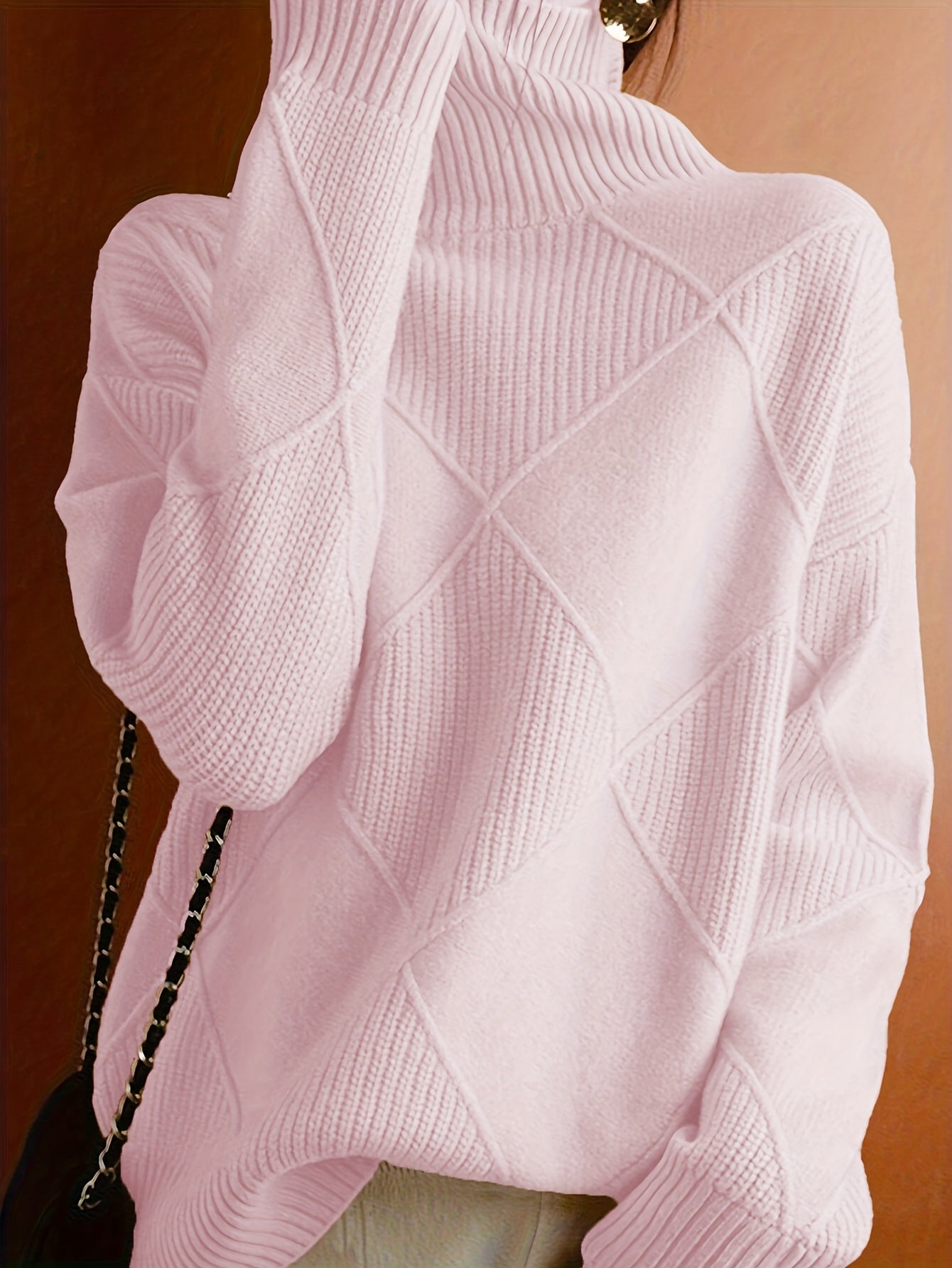 Maglione da donna lavorato a maglia con collo alto