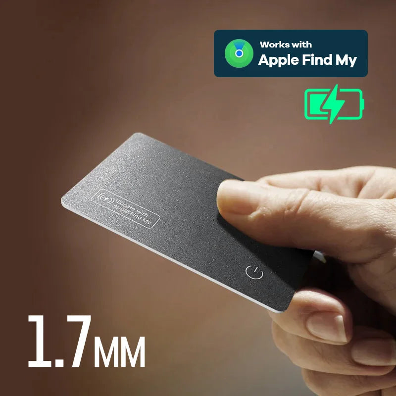 Mini localizzatore GPS con ricarica wireless - Tag di localizzazione per portafoglio per iPhone e dispositivi Apple, compatibile con Trova il mio, sostituzione AirTag