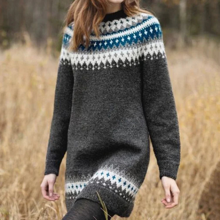 Maglione girocollo elegante Fair Isle da donna - Maglieria casual