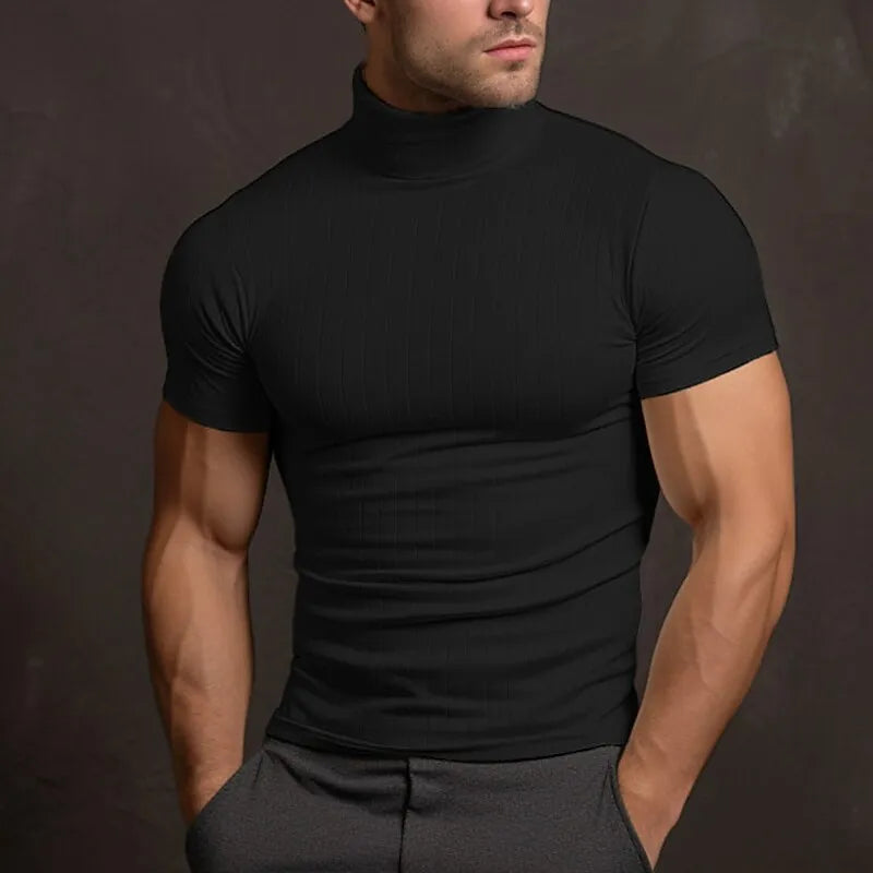 Uomo Premium Morbido traspirante Dolcevita Slim Fit T Shirt