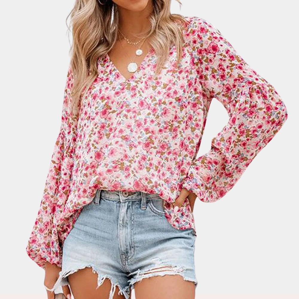 Blusa estiva ariosa a maniche lunghe da donna