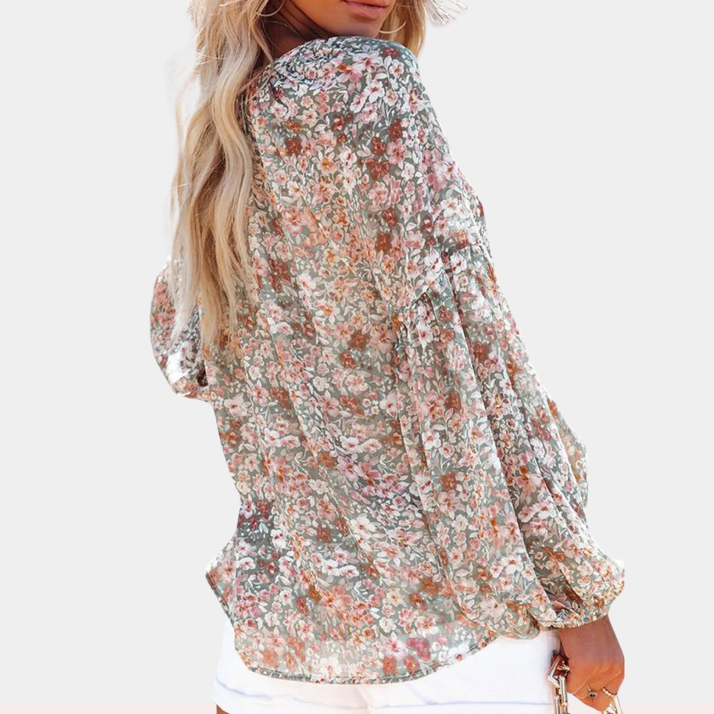 Blusa estiva ariosa a maniche lunghe da donna