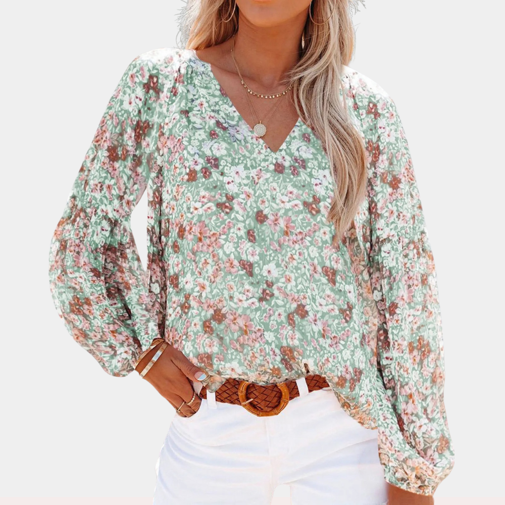 Blusa estiva ariosa a maniche lunghe da donna