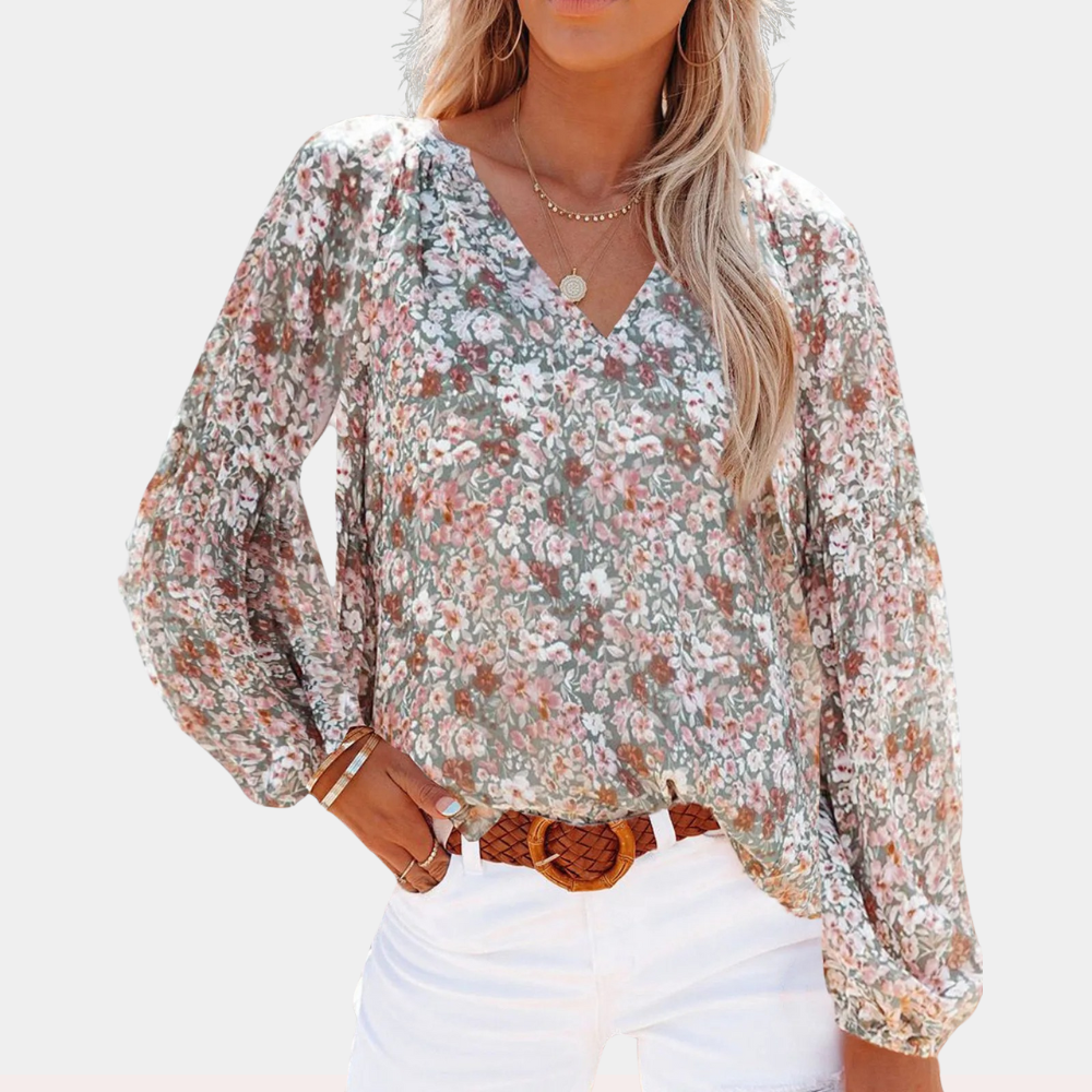 Blusa estiva ariosa a maniche lunghe da donna