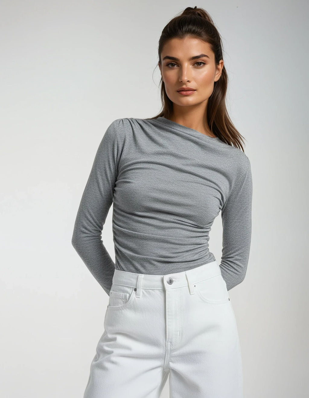 Elegante camicetta elasticizzata da donna – Top casual e comodo