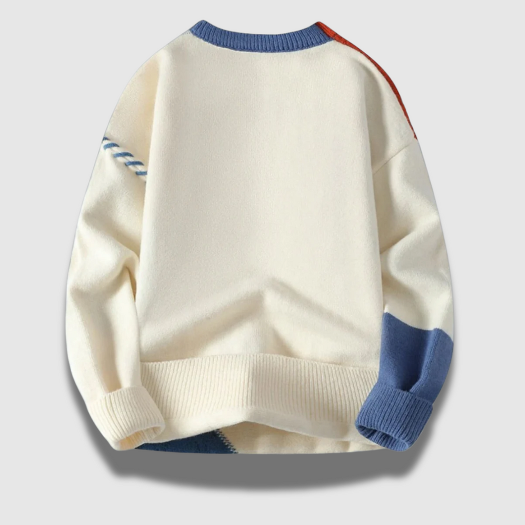 Maglione a maglia patchwork moderno e premium da uomo
