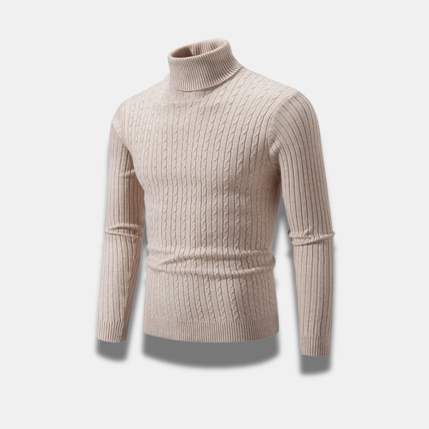 Maglia dolcevita da uomo in lana a coste