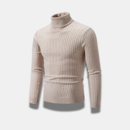 Maglia dolcevita da uomo in lana a coste