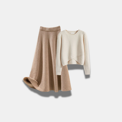 Set gonna e maglione da donna in maglia di lusso